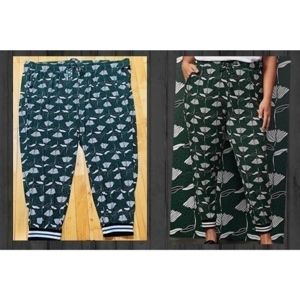 New Torrid 1 (1X 14/16) Sylvia‎ Mollie Studio Knit Floral Green Jogger Pants